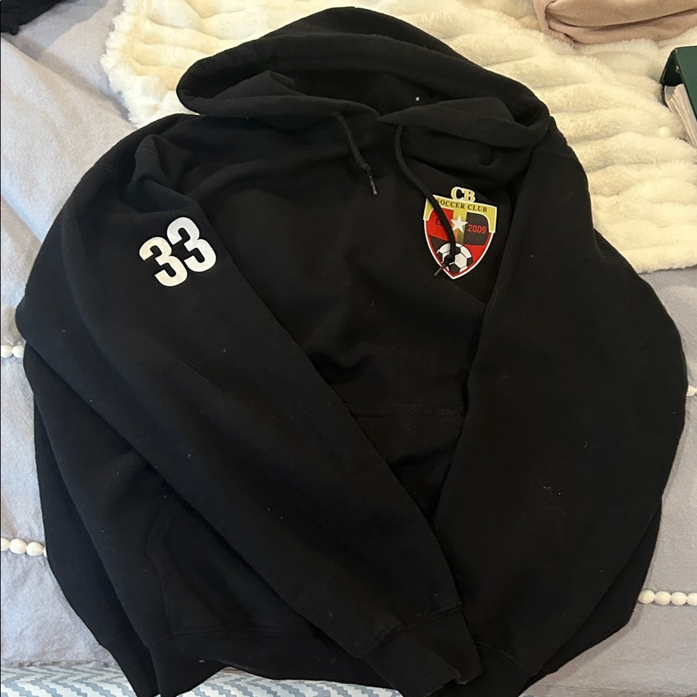 Gildan Black Hoodie with Logo and Number 33